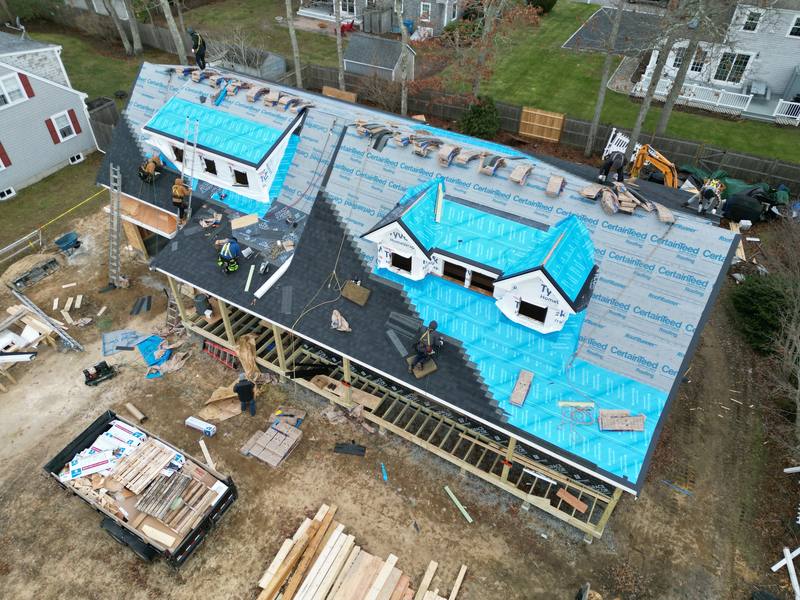 Roof and dormer work in progress with new underlayment